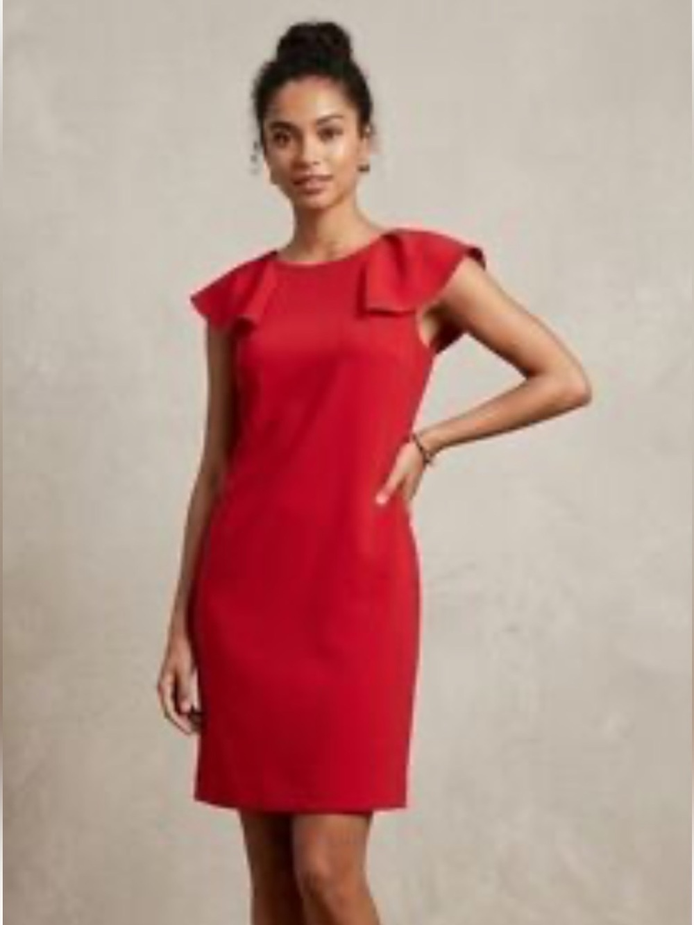 NWT Banana Republic Red Ruffle Collar Shift Dress Size 0 Holiday Cocktail